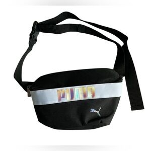 PUMA Black and White Belt Bag with Iridescent Logo